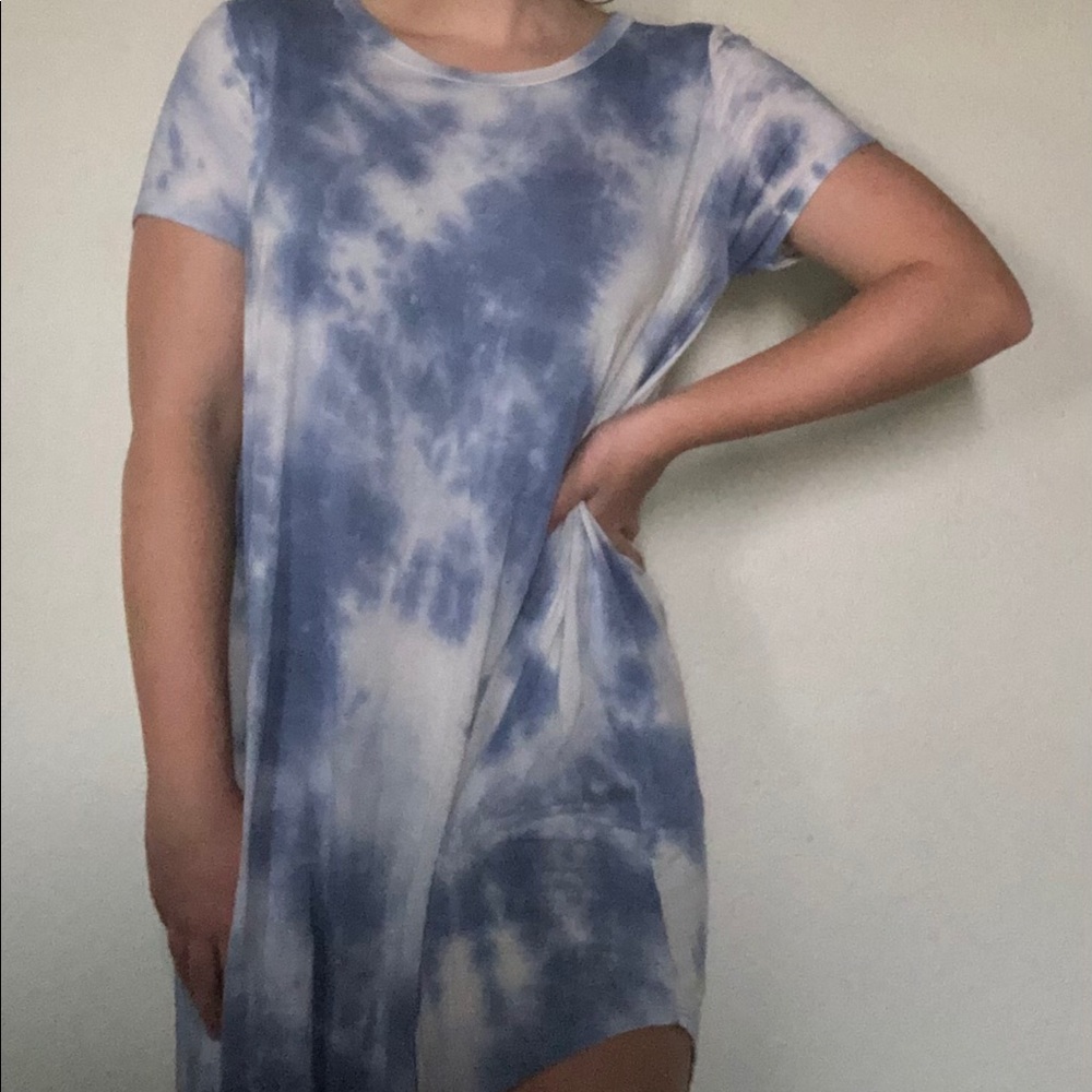 Blue Tie Dye T-Shirt Dress
